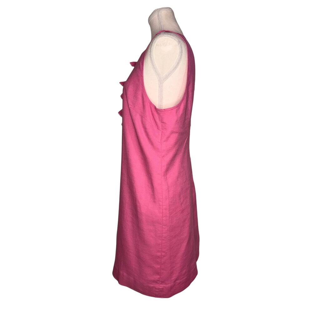 J.Crew Re-Imagined Pink Linen Blend Bow Front Shift Dress Woman’s Size Large - Picture 3 of 16
